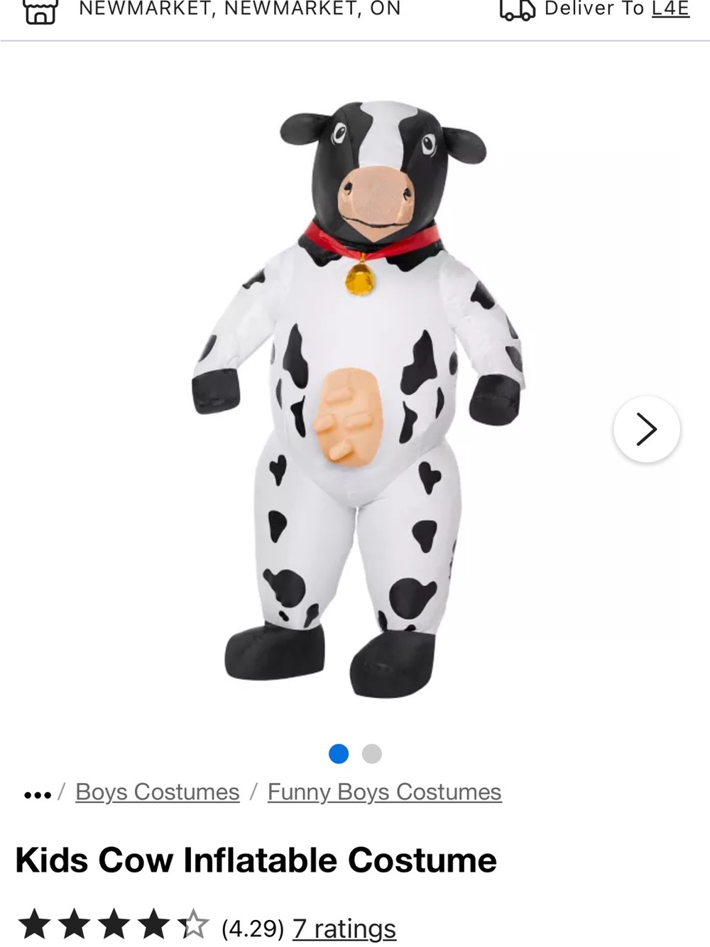 Spirit Inflatable Cow Costume - Black, White & Pink